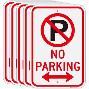 5 Pack-Large No Parking Signs, 18" x 12" Heavy-Duty Reflective Aluminum No Parking Sign with Symbol, Rust Free, Weather Resistant, Easy to install, Outdoor and Indoor in Saudi Arabia