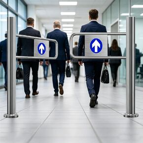 بوابة متأرجحة أوتوماتيكية من الفولاذ المقاوم للصدأ - باب ارتدادي للسوق والمستودعات ومتجر البيع بالتجزئة - مدخل للمشاة في اتجاه واحد - 150 × 97 سم in Kuwait