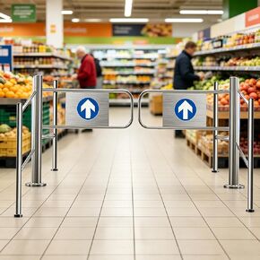 Heavy-Duty Metal Swing Gate for Secure Market Entrance - Automatic 90° Opening Safety Gate for Warehouse, Library, Shop - Durable Security Door 110×97cm in Kuwait