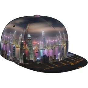 Aerial Night of View Hong Kong Print Baseball Caps Adjustable Fashionable Funny Sport Casual for Women Men Hat Black in Kuwait