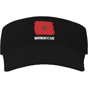 Novelty Moroccan Flag Sport Sun Visor Hat Men Women Ball Caps Empty Top Baseball Cap Sun Hats for Golf Walking Black in Kuwait