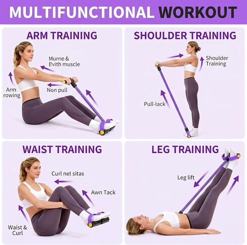 Pedal Resistance Bands with Handles, 6-Tube Sit Up Pull Rope Resistance Trainer, Natural Latex Foot Pedal Exercise Bands for Full Body Workout, Home Fitness Training, Waist, Arms & Legs (Pink) in Kuwait