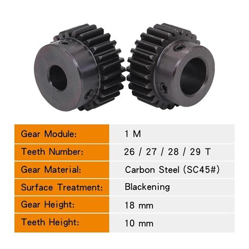 الصلب الثقيلة موتور ترس ترس 1 قطعة وحدة 1 ترس المحرك 1M-26T/27T/28T/29T الكربون الصلب اسوداد حفز حجم التجويف 6/8/10/12/14 مللي متر (14 مللي متر-1M29T) in Kuwait