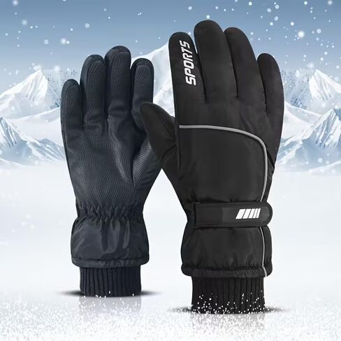 1 PCS Winter Ski Gloves for Men & Women,Cold Weather Mittens, Waterproof Thermal Windproof with Touchscreen,Non-Slip Grip for Outdoor Skiing Hiking Snowboard(Black) in Kuwait