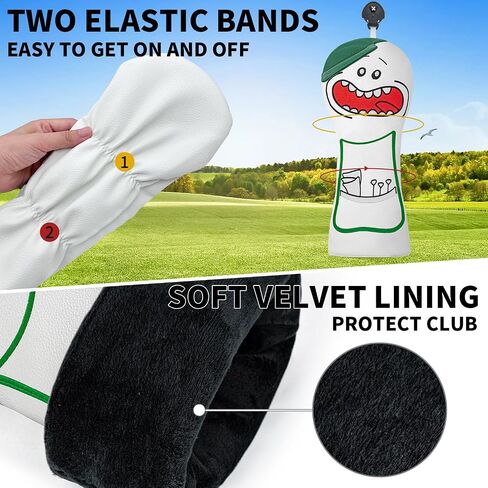 Hatted Cartoon Caddy Golf Club Head Covers Set, Driver 3/7 Fairway Wood Hybrid Headcover, Golf Accessories for Men Women Right Hand Golf Clubs in Kuwait