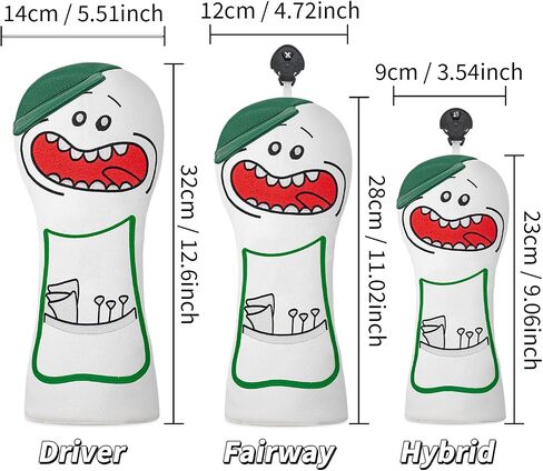 Hatted Cartoon Caddy Golf Club Head Covers Set, Driver 3/7 Fairway Wood Hybrid Headcover, Golf Accessories for Men Women Right Hand Golf Clubs in Kuwait