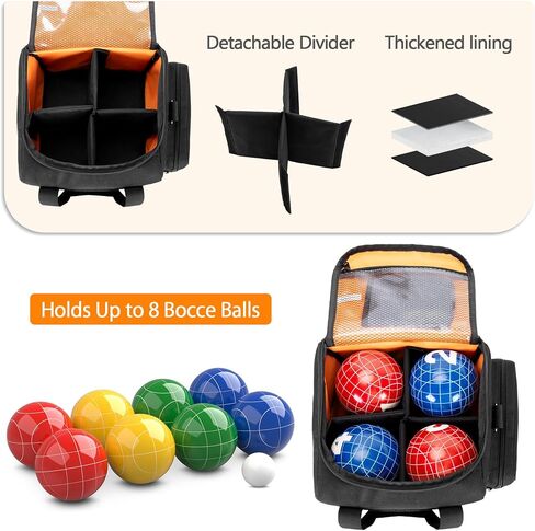 DSLEAF Bocce Ball Carry Bag for 8 Balls, Bocce Ball Storage Bag with Padded Handle and Detachable Shoulder Strap for Easy Carrying(Only Bag, Not Including Balls) in Kuwait