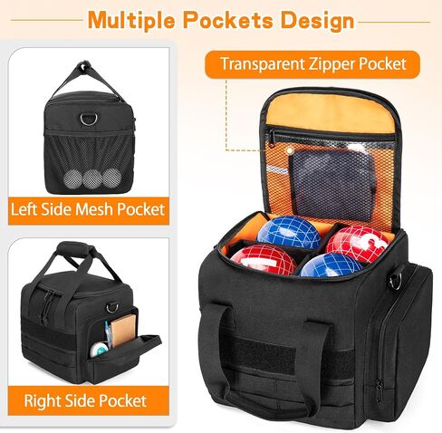DSLEAF Bocce Ball Carry Bag for 8 Balls, Bocce Ball Storage Bag with Padded Handle and Detachable Shoulder Strap for Easy Carrying(Only Bag, Not Including Balls) in Kuwait