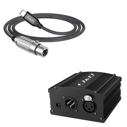 J&D 3.3 FT USB C to XLR Microphone Cable and 48V Phantom Power Supply Bundle, Suitable for Condenser Mics, Studio Recording in Kuwait