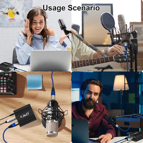 J&D 3.3 FT USB C to XLR Microphone Cable and 48V Phantom Power Supply Bundle, Suitable for Condenser Mics, Studio Recording in Kuwait