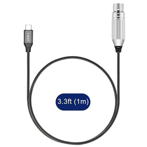 J&D 3.3 FT USB C to XLR Microphone Cable and 48V Phantom Power Supply Bundle, Suitable for Condenser Mics, Studio Recording in Kuwait