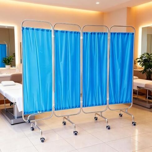 Foldable Freestanding Partition Screen - 5-Panel Medical Divider with Waterproof Fabric for Enhanced Patient Privacy in ER, Ward, Salon & Office Spaces in Kuwait