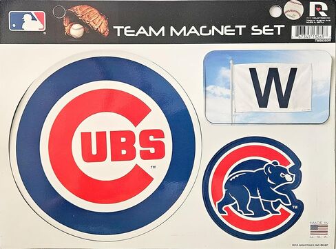 مجموعة مغناطيس فريق Chicago Cubs، 3 قطع، مقطوعة بالقالب، مرخصة رسميًا، 8.5x11 بوصة in Saudi Arabia