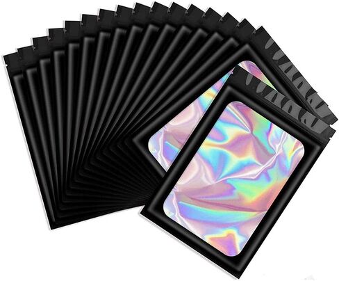 Holographic Resealable Bags,Zipper Foil Bags,Iridescent Party Favor Bag for Goodies,Candy,Treat,Clear Packaging Bag for Food Storage(purple-8 * 13) in Kuwait