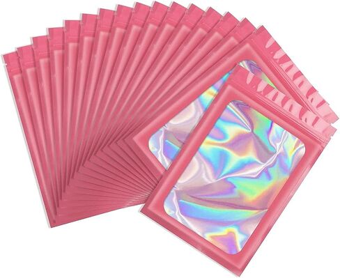 Holographic Resealable Bags,Zipper Foil Bags,Iridescent Party Favor Bag for Goodies,Candy,Treat,Clear Packaging Bag for Food Storage(purple-8 * 13) in Kuwait