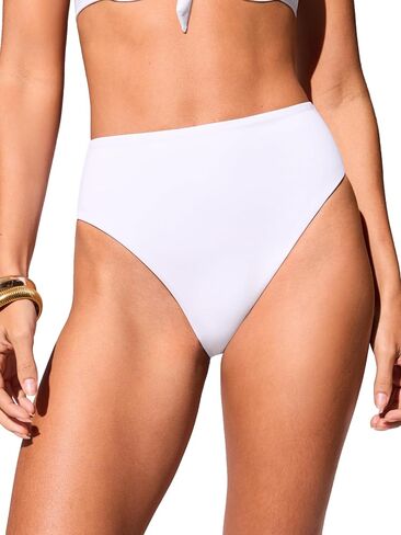 DOBREVA Women's High Waisted Bikini Bottoms | Soft, Gentle Compressive Fabric, Full Lining, High Cut, Cheeky Bathing Suit Bottom, Swim Briefs, For beach, pool, vacation in Kuwait