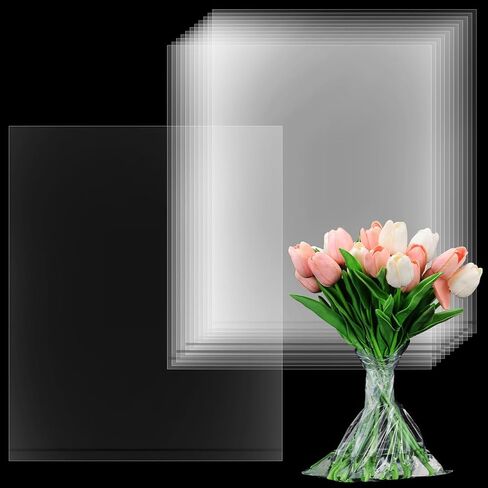 Angoily Flower Bouquet Water Retention Bags 50 Pcs Clear Pe Plastic Sleeves 9.64 X 7.87 Inch Leak-Proof Hydration Wraps for Fresh Flower Packaging and Transport in Kuwait
