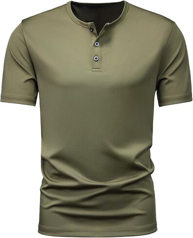 Men's Summer Short-Sleeved Henley Shirt Fashion Casual Vacation Beach Sports Athletic Running Outdoor Camping with Button in Kuwait