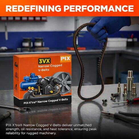 PIX V-Belt, 3VX365 Cogged, 3/8 X 36.5 – Industrial Drive V-Belts for Compressors, Pumps, Blowers, Generators, Vacuum Systems, Heat Exchangers, and Heavy-Duty Power Transmission in Kuwait