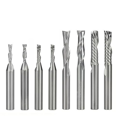 Spiral End Mill 1/4'' Shank Left/Right Hand CNC Router Bit Engraving Bit Carbide Milling Cutter for Metal Aluminum Cutting(6.35x6.35x25.4x63.5-01) in Kuwait
