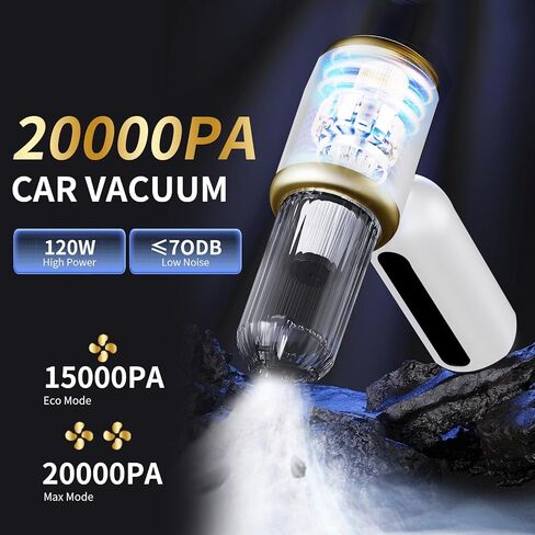 2 in 1 Handheld Car Vacuum Portable Cordless, 2 Speed Handheld Vacuum 20000PA High Power Air Blower & Pump & Air Duster, Mini Hand Held Vacuum Rechargeable for Home, Car, Office, Pet Hair in Kuwait
