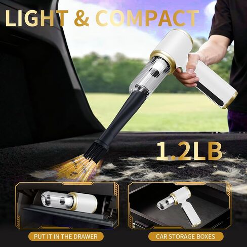 2 in 1 Handheld Car Vacuum Portable Cordless, 2 Speed Handheld Vacuum 20000PA High Power Air Blower & Pump & Air Duster, Mini Hand Held Vacuum Rechargeable for Home, Car, Office, Pet Hair in Kuwait