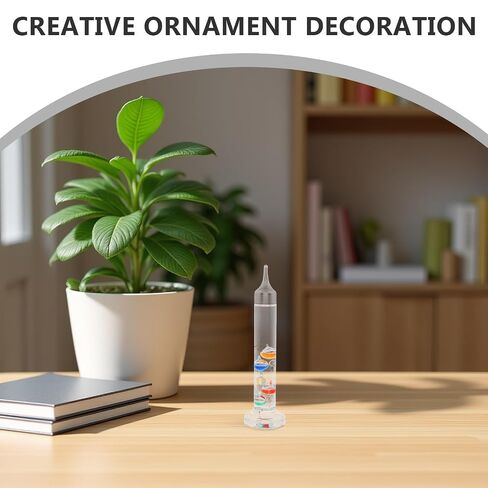 Healeved Glass Galileo Thermometer with 5 Multi Colored Balls - Galileo Thermometer with Gold Tags Gorgeous Present for Family or Friends Home, Office Indoor and Outdoor in Kuwait