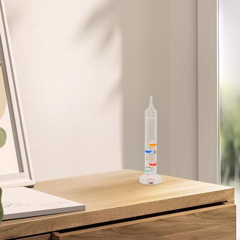 Healeved Glass Galileo Thermometer with 5 Multi Colored Balls - Galileo Thermometer with Gold Tags Gorgeous Present for Family or Friends Home, Office Indoor and Outdoor in Kuwait