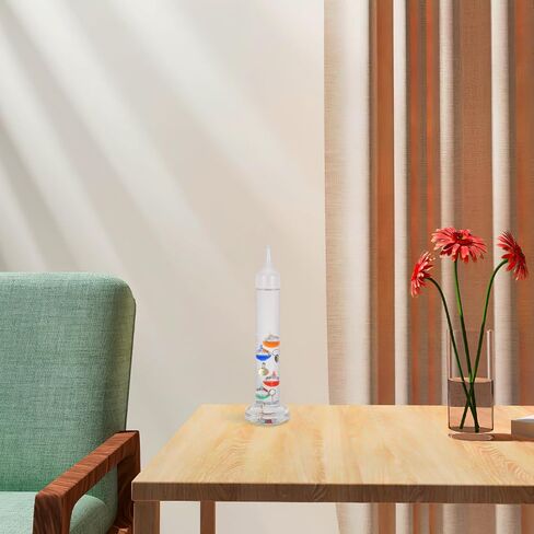 Healeved Glass Galileo Thermometer with 5 Multi Colored Balls - Galileo Thermometer with Gold Tags Gorgeous Present for Family or Friends Home, Office Indoor and Outdoor in Kuwait