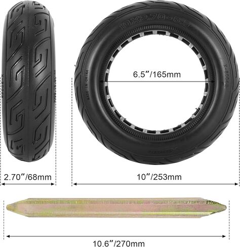 إطار سكوتر 10x2.70-6.5، إطار بدون أنبوب 70/65-6.5، إطار صلب | استبدال الإطارات الصلبة المطاطية غير القابلة للنفخ مقاس 10 بوصة للسكوتر الكهربائي Hover-1 Alpha وG2 Pro in Kuwait