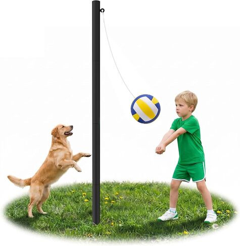 Tetherball Set, 12 FT Adjustable Pole with 2 Rubber Tetherball Balls, Heavy Duty Complete Game Kit with Rope & Air Pump, Ideal for Outdoor Backyard Lawn for Family in Kuwait