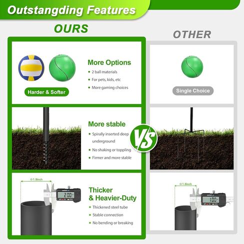 Tetherball Set, 12 FT Adjustable Pole with 2 Rubber Tetherball Balls, Heavy Duty Complete Game Kit with Rope & Air Pump, Ideal for Outdoor Backyard Lawn for Family in Kuwait