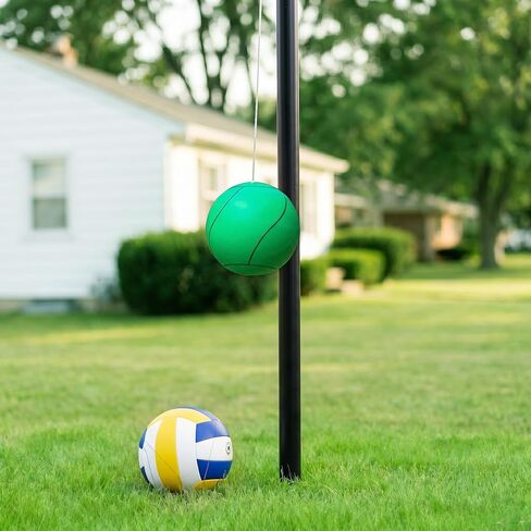 Tetherball Set, 12 FT Adjustable Pole with 2 Rubber Tetherball Balls, Heavy Duty Complete Game Kit with Rope & Air Pump, Ideal for Outdoor Backyard Lawn for Family in Kuwait