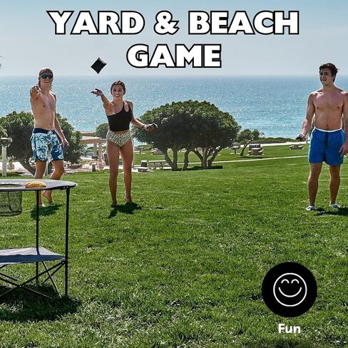 The Ultimate Bag Toss Yard Game - Portable Game Set Lawn & Beach for Family, College and Adults - Includes 12 Bags, Collapsible Base, Game Board & Case - Outdoor Games - Cornhole Set in Kuwait