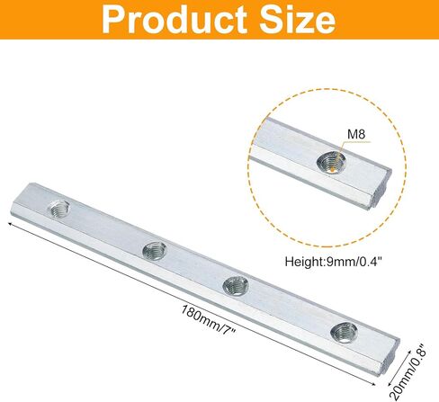 uxcell 2pcs 40 Series Straight Line Connector 7 Inch with M8 Mounting Screws and Wrench Corner Bracket for T/V Slot 4040 Series Carbon Steel Extrusion Profile, Silver Tone in Kuwait