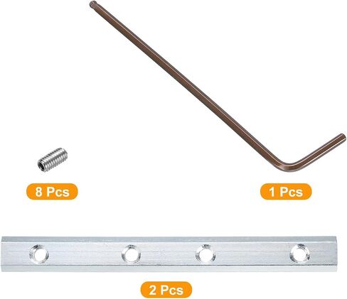 uxcell 2pcs 40 Series Straight Line Connector 7 Inch with M8 Mounting Screws and Wrench Corner Bracket for T/V Slot 4040 Series Carbon Steel Extrusion Profile, Silver Tone in Kuwait