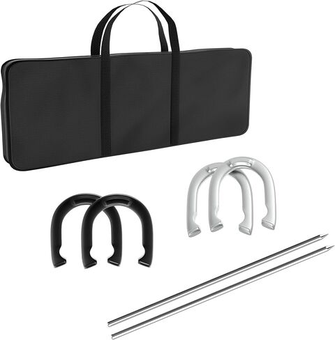 Professional Grade Horseshoe Set - Heavy-Duty Set with Carrying Bag, 4 Horse Shoes, and 2 Poles - Outdoor Games for Adults and the Whole Family by Trademark Games in Kuwait