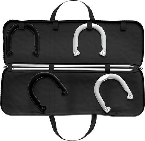 Professional Grade Horseshoe Set - Heavy-Duty Set with Carrying Bag, 4 Horse Shoes, and 2 Poles - Outdoor Games for Adults and the Whole Family by Trademark Games in Kuwait