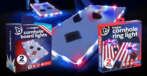 حزمة إضاءة Brightz Premium Cornhole - أضواء حلقية + مصابيح حافة اللوحة للموضوع الوطني in Kuwait