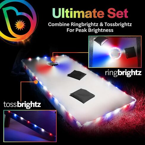 حزمة إضاءة Brightz Premium Cornhole - أضواء حلقية + مصابيح حافة اللوحة للموضوع الوطني in Kuwait