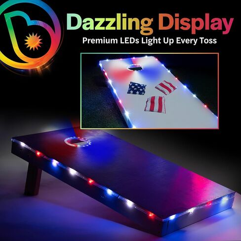 حزمة إضاءة Brightz Premium Cornhole - أضواء حلقية + مصابيح حافة اللوحة للموضوع الوطني in Kuwait