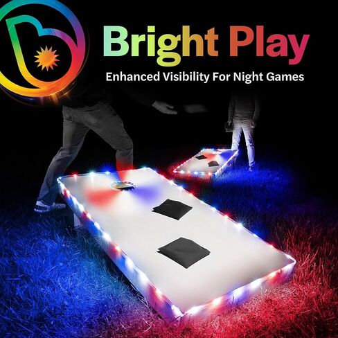 حزمة إضاءة Brightz Premium Cornhole - أضواء حلقية + مصابيح حافة اللوحة للموضوع الوطني in Kuwait