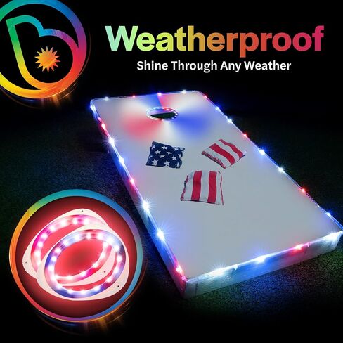 حزمة إضاءة Brightz Premium Cornhole - أضواء حلقية + مصابيح حافة اللوحة للموضوع الوطني in Kuwait