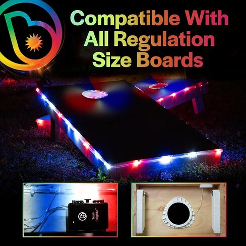 حزمة إضاءة Brightz Premium Cornhole - أضواء حلقية + مصابيح حافة اللوحة للموضوع الوطني in Kuwait