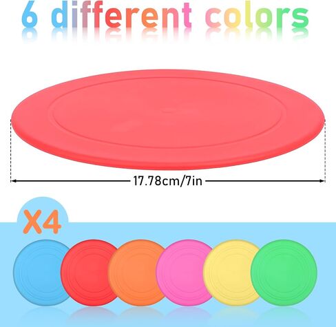 24 Pack 7 Inch Soft Silicone Flying Discs, Colorful Outdoor Game Flying Discs for Dog, Sports Games, Party Favors, 6 Colors in Kuwait