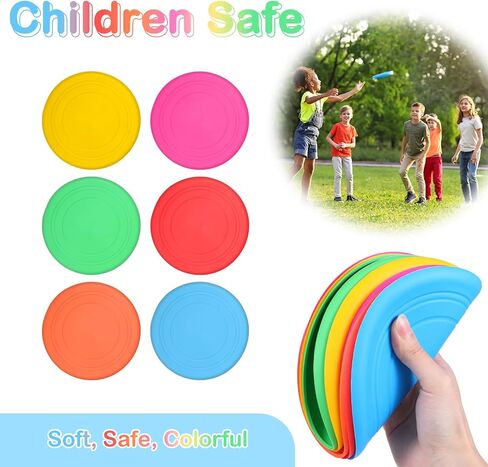 24 Pack 7 Inch Soft Silicone Flying Discs, Colorful Outdoor Game Flying Discs for Dog, Sports Games, Party Favors, 6 Colors in Kuwait