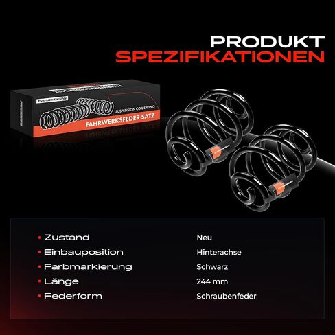 Frankberg 2x Coil Spring Rear Compatible with Corsa C F08 F68 2000-2009 Corsa C X01 2000-2012 Tigra Twintop/Convertible 2004-2009 Replace# 9196210 in Kuwait