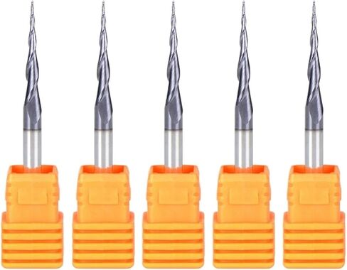 5pcs HRC55 Tapered Ball Nose Spiral End Mill R0.5xD4x20.5x50L Tungsten Solid Carbide CNC Router Bits 2 Flute Milling Cutter in Kuwait
