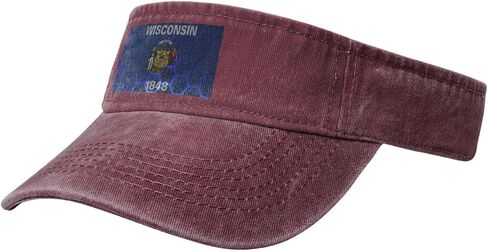 Vintage Flag of Wisconsin Sun Visor Hats for Women Men Cotton Adjustable Sports Empty Top Golf Cap in Kuwait