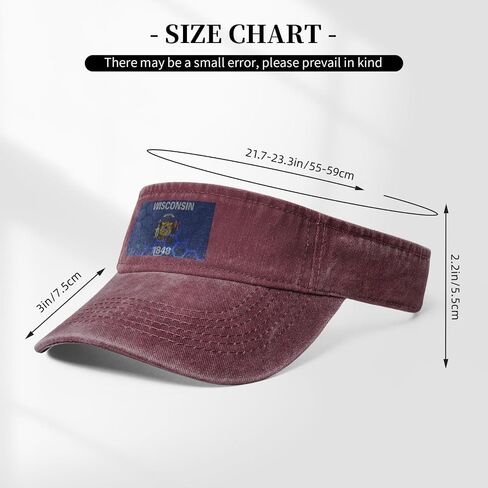 Vintage Flag of Wisconsin Sun Visor Hats for Women Men Cotton Adjustable Sports Empty Top Golf Cap in Kuwait
